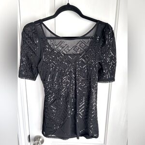 WHBM Sequined Black Top